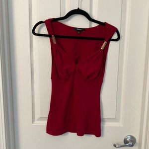 Women’s red tank with gold metal detail, Express, size XS